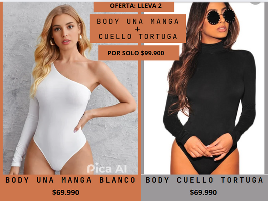 Body medio beso manga larga